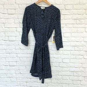 NEW Beach Lunch Lounge Dress Blue Leopard Tie